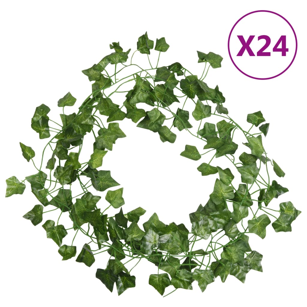 vidaXL Christmas Ivy Garlands 24 pcs Green 200 cm