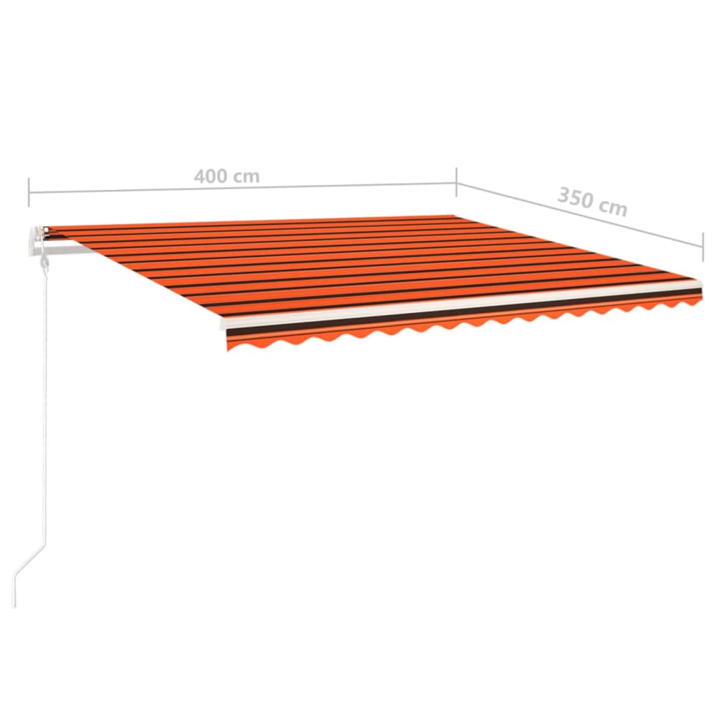 vidaXL Manual Retractable Awning with LED 4x3.5 m Orange and Brown