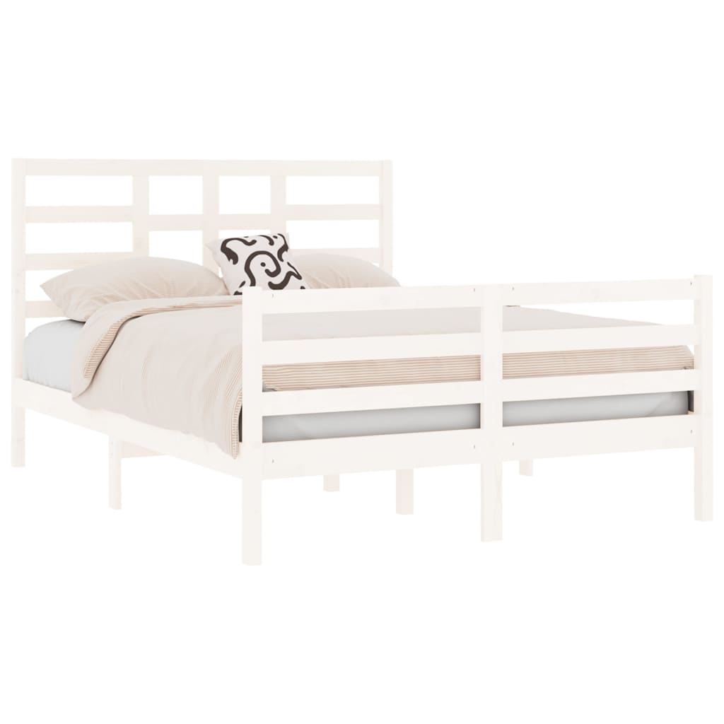 vidaXL Bed Frame without Mattress White Solid Wood 120x190 cm Small Double