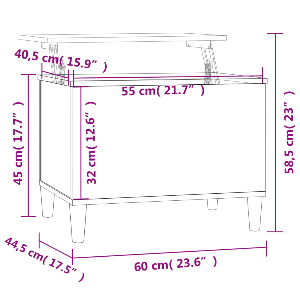 vidaXL Coffee Table Smoked Oak 60x44.5x45 cm Engineered Wood