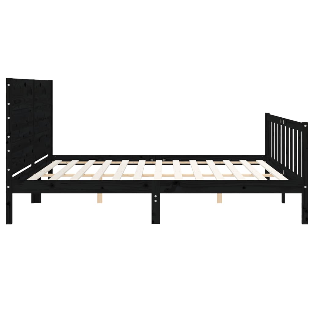 vidaXL Bed Frame without Mattress Black 200x200 cm Solid Wood Pine