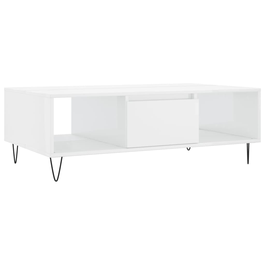 vidaXL Coffee Table High Gloss White 104x60x35 cm Engineered Wood