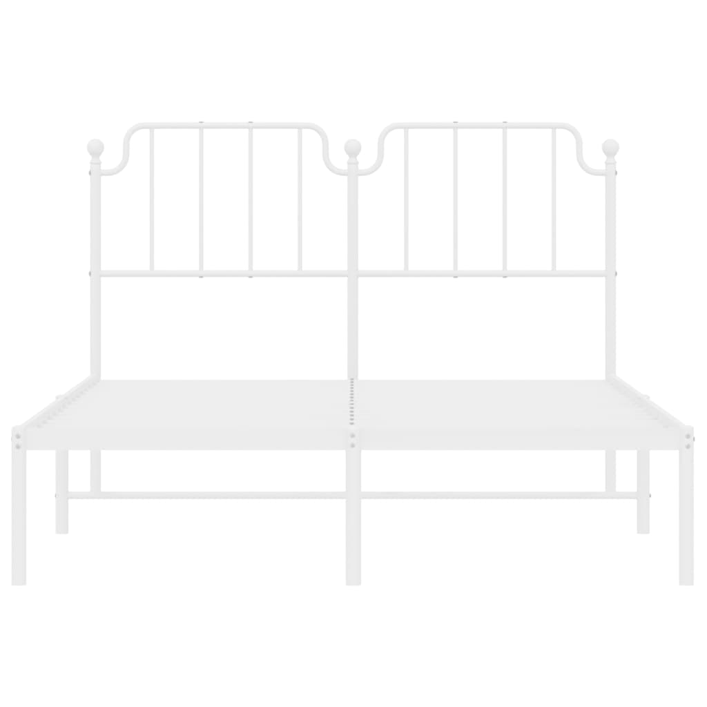 vidaXL Metal Bed Frame without Mattress with Headboard White 140x190 cm