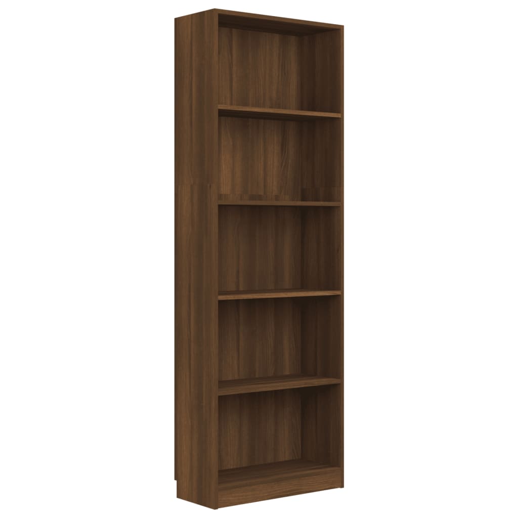 vidaXL 5-Tier Book Cabinet Brown Oak 60x24x175 cm Engineered Wood