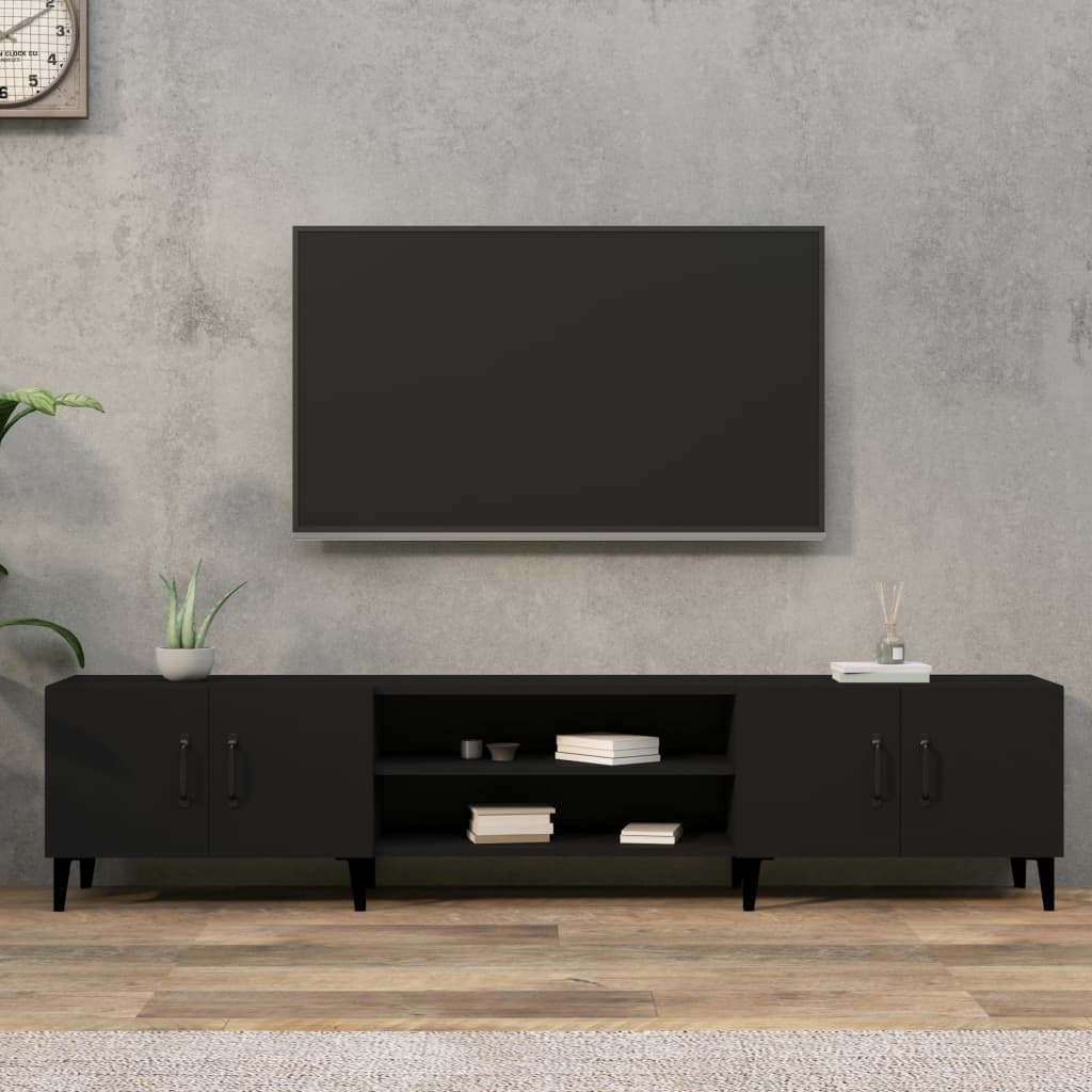 vidaXL TV Cabinet Black 180x31.5x40 cm Engineered Wood