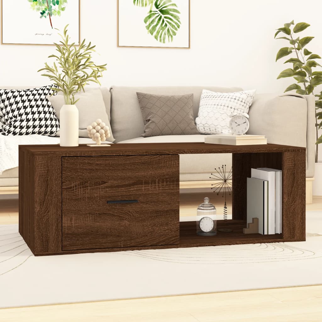 vidaXL Coffee Table Brown Oak 100x50.5x35 cm Engineered Wood