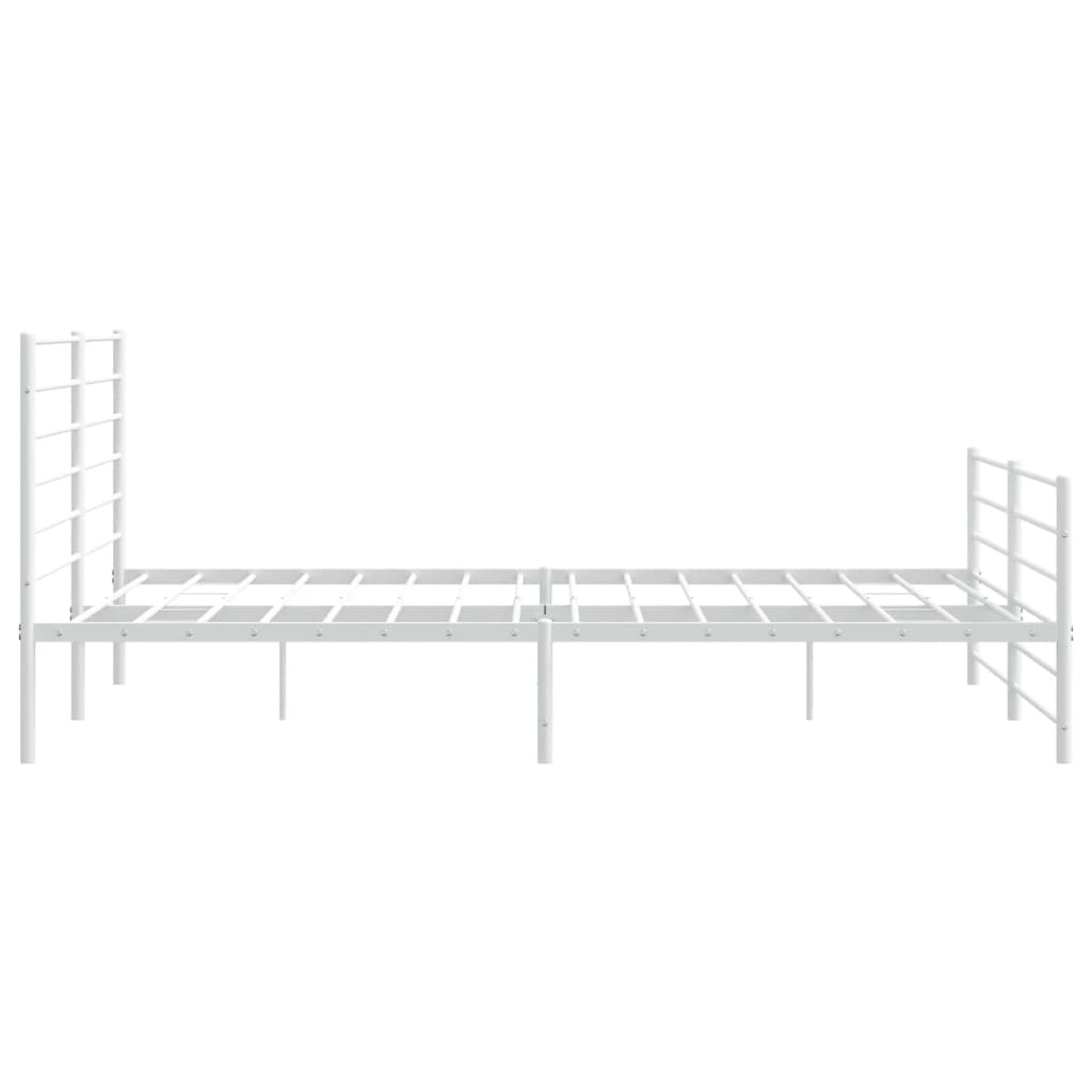 vidaXL Metal Bed Frame without Mattress with Footboard White 200x200 cm