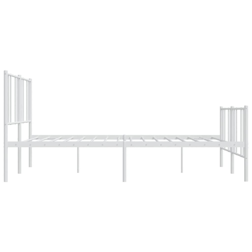 vidaXL Metal Bed Frame without Mattress with Footboard White 183x213 cm