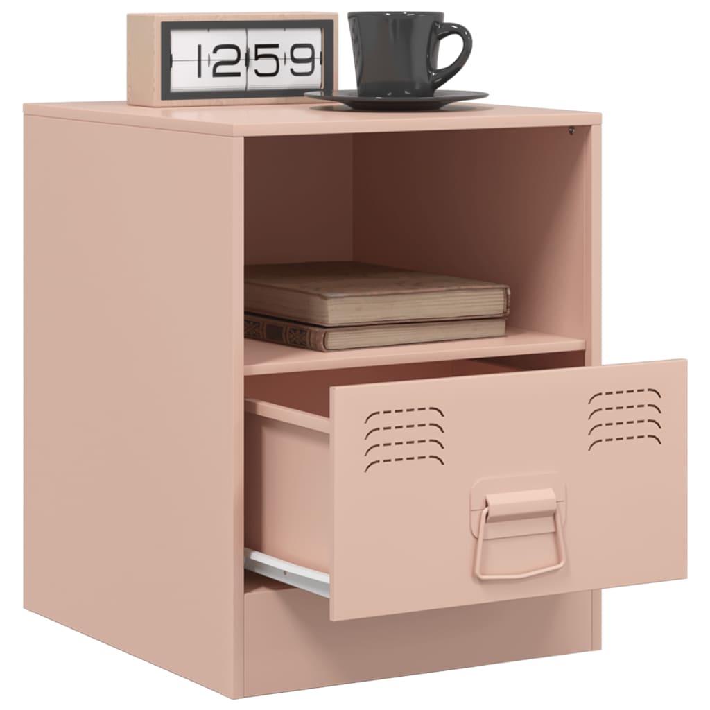 vidaXL Bedside Cabinet Pink 34.5x39x44 cm Steel