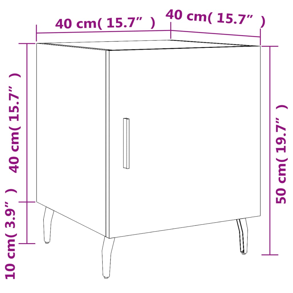 vidaXL Bedside Cabinet Black 40x40x50 cm Engineered Wood