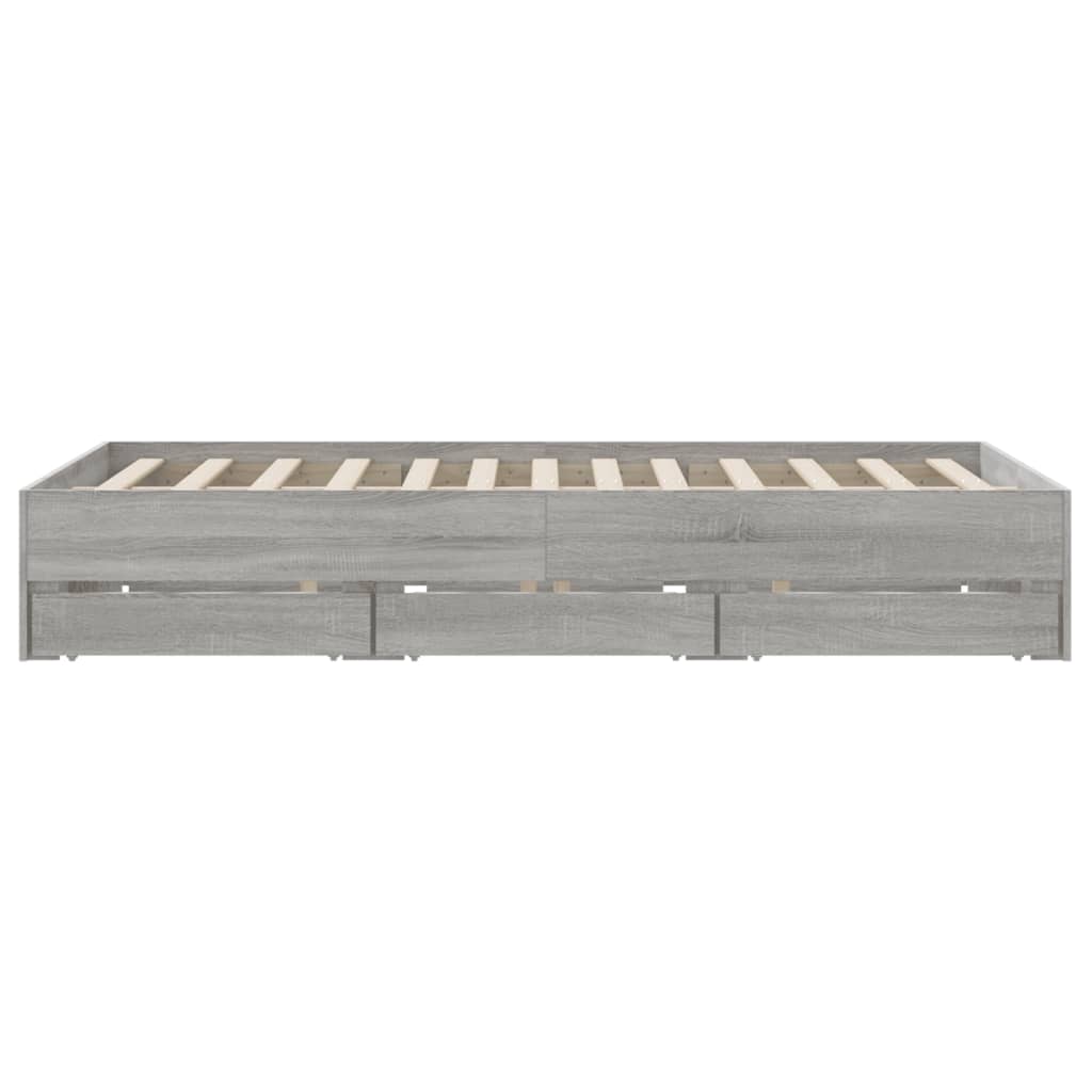 vidaXL Bed Frame with Drawers without Mattress Grey Sonoma 140x190 cm