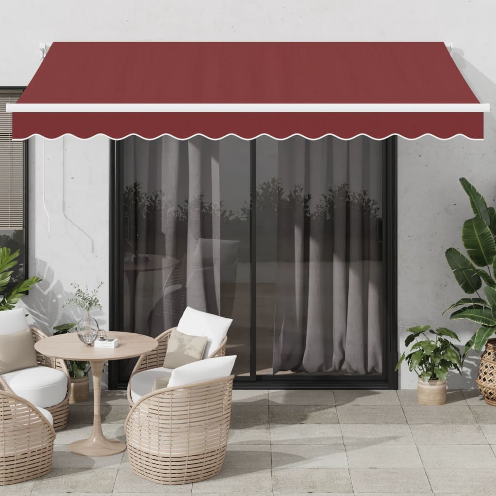 vidaXL Automatic Retractable Awning with LED Burgundy 350x250 cm