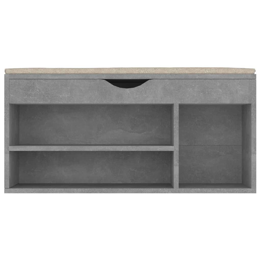 vidaXL Shoe Bench with Cushion Concrete Grey 104x30x49 cm Engineered Wood