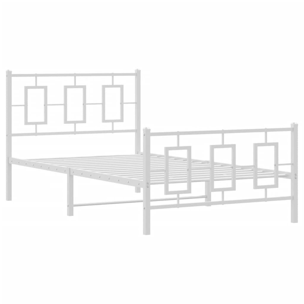 vidaXL Metal Bed Frame without Mattress with Footboard White 100x200 cm