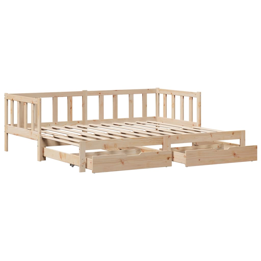 vidaXL Daybed with Trundle and Drawers without Mattress 90x190 cm Single