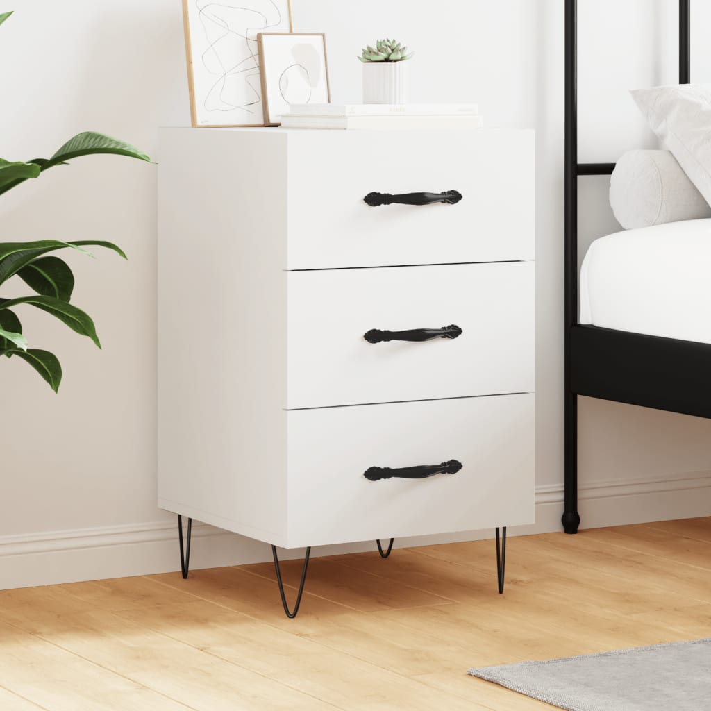 vidaXL Bedside Cabinet White 40x40x66 cm Engineered Wood