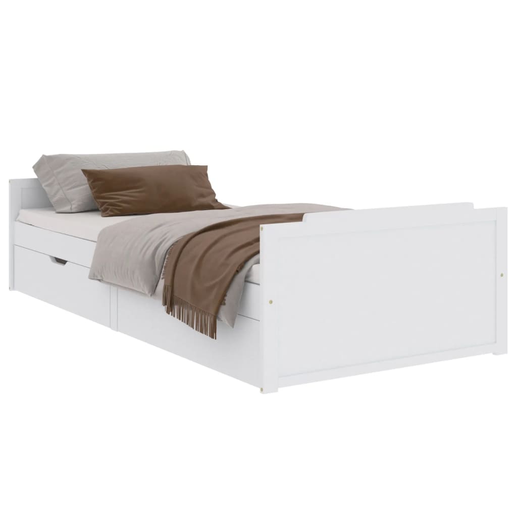 vidaXL Bed Frame without Mattress White Solid Wood Pine 90x200 cm