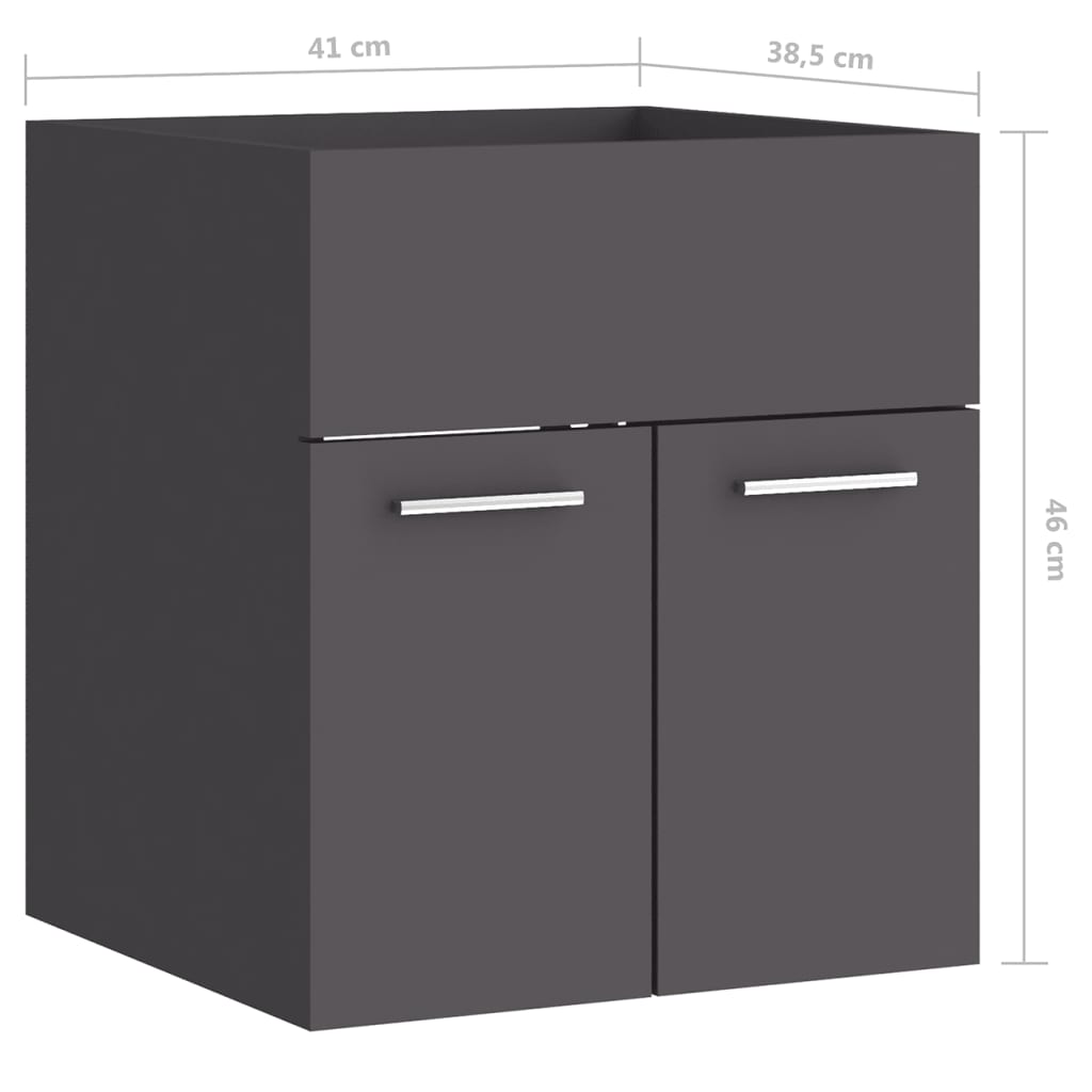 vidaXL Sink Cabinet with Built-in Basin Grey Engineered Wood