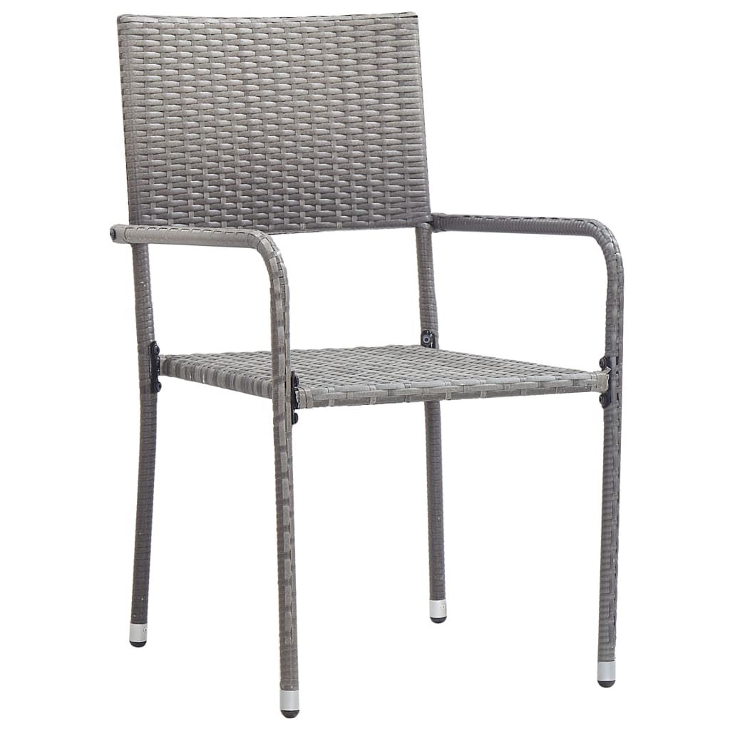 vidaXL Garden Dining Chairs 2 pcs Stackable Grey Poly Rattan