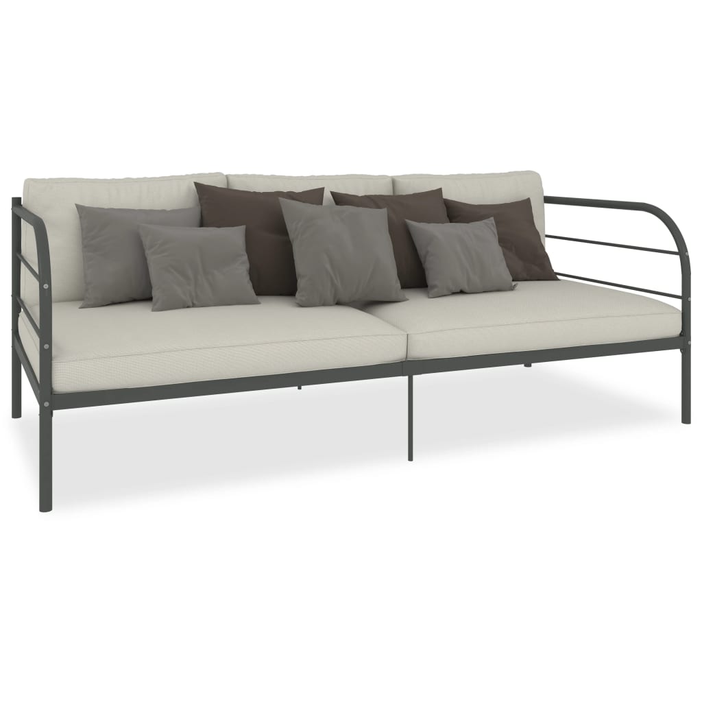 vidaXL DayBed Frame without Mattress Grey Metal 90x200 cm