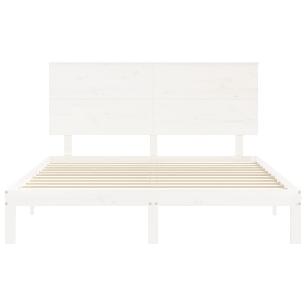 vidaXL Bed Frame without Mattress White King Size Solid Wood Pine