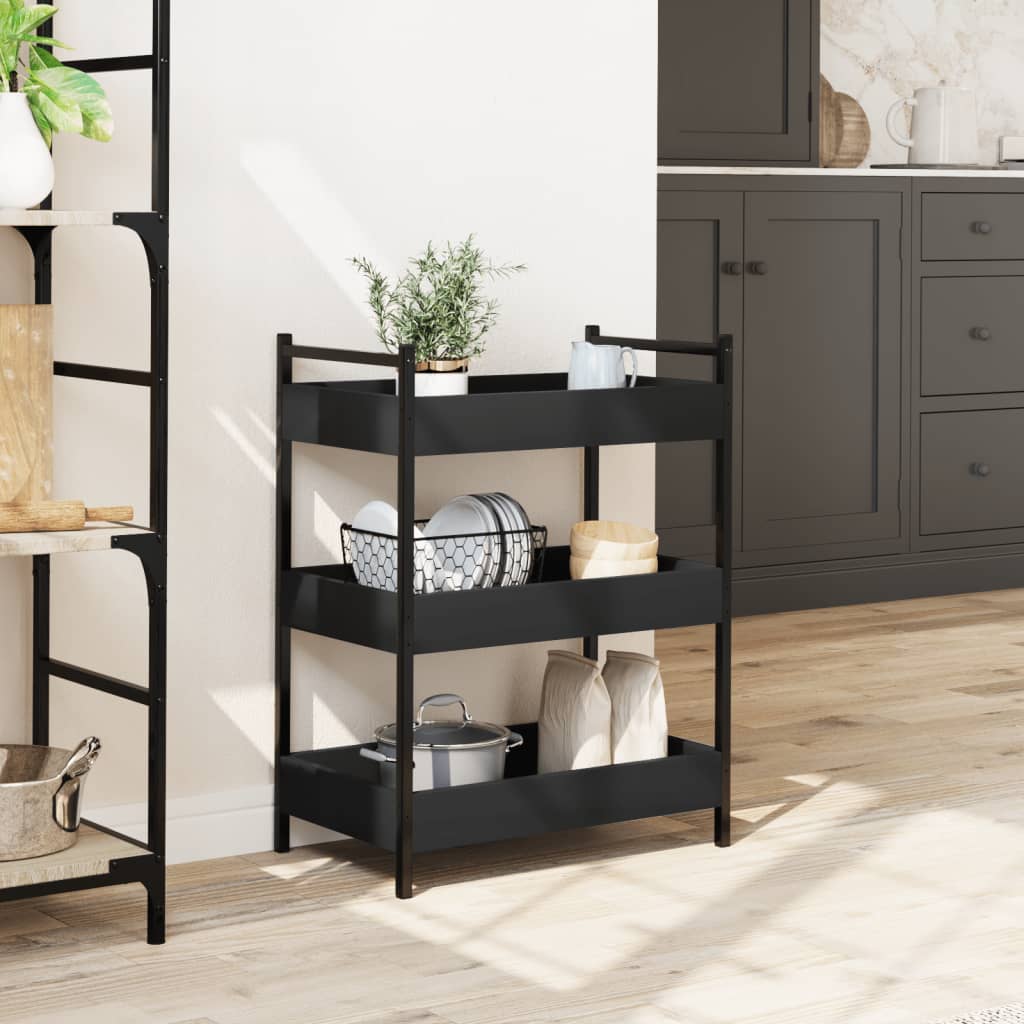 vidaXL Kitchen Trolley Black 50x30x70 cm Engineered Wood