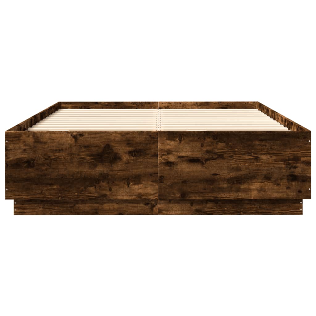 vidaXL Bed Frame without Mattress Smoked Oak 140x200 cm