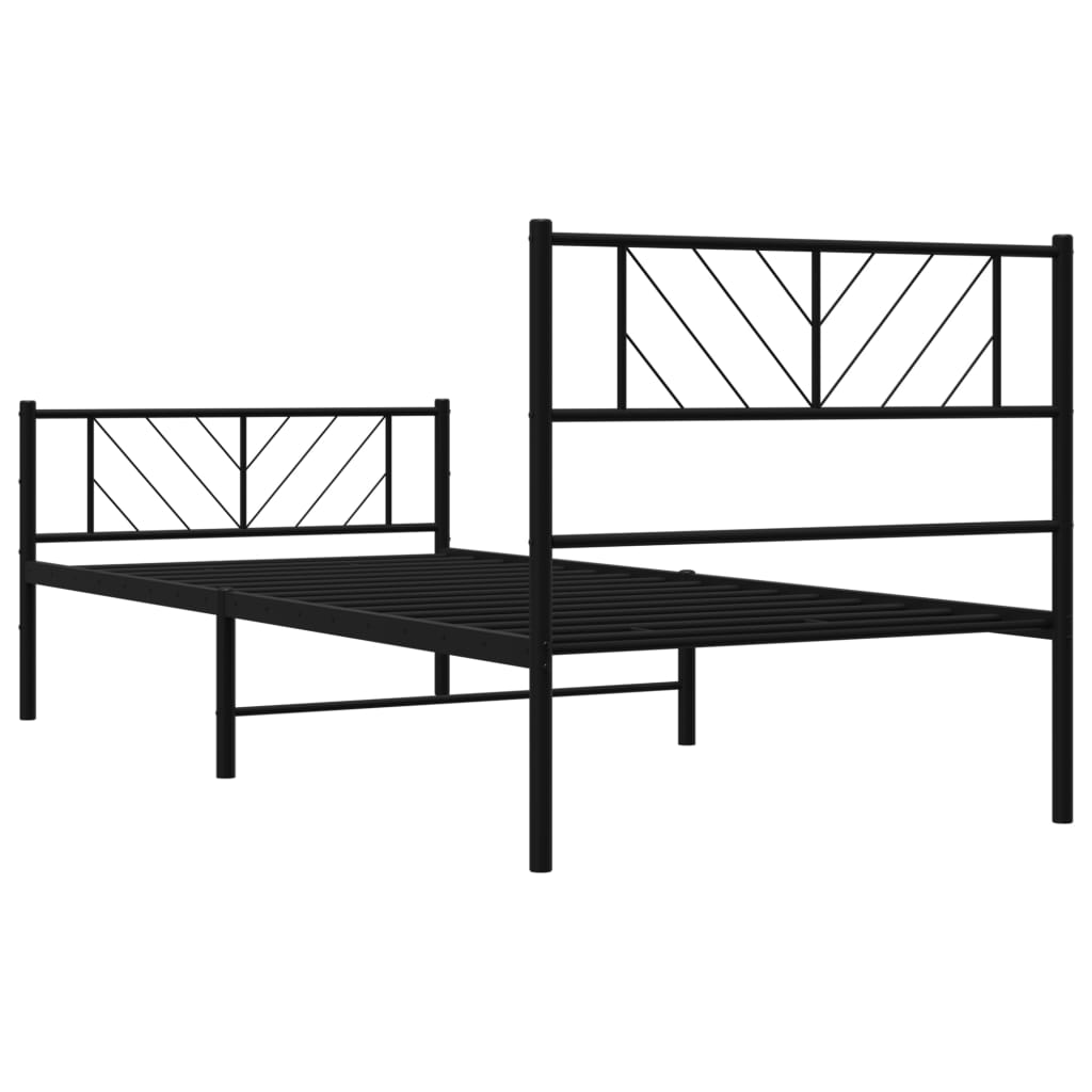 vidaXL Metal Bed Frame without Mattress with Footboard Black 100x200 cm