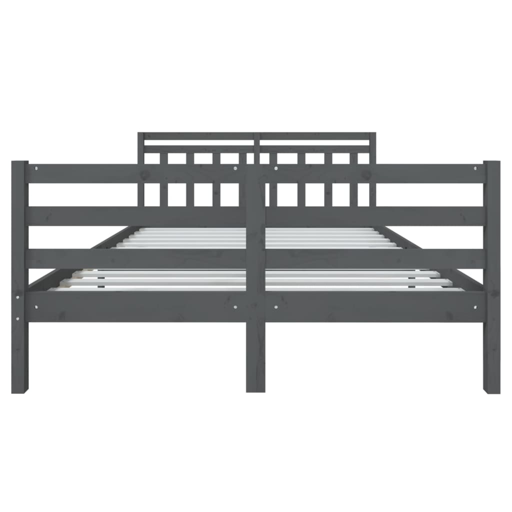 vidaXL Bed Frame without Mattress Grey Solid Wood 140x190 cm (810412+814096)