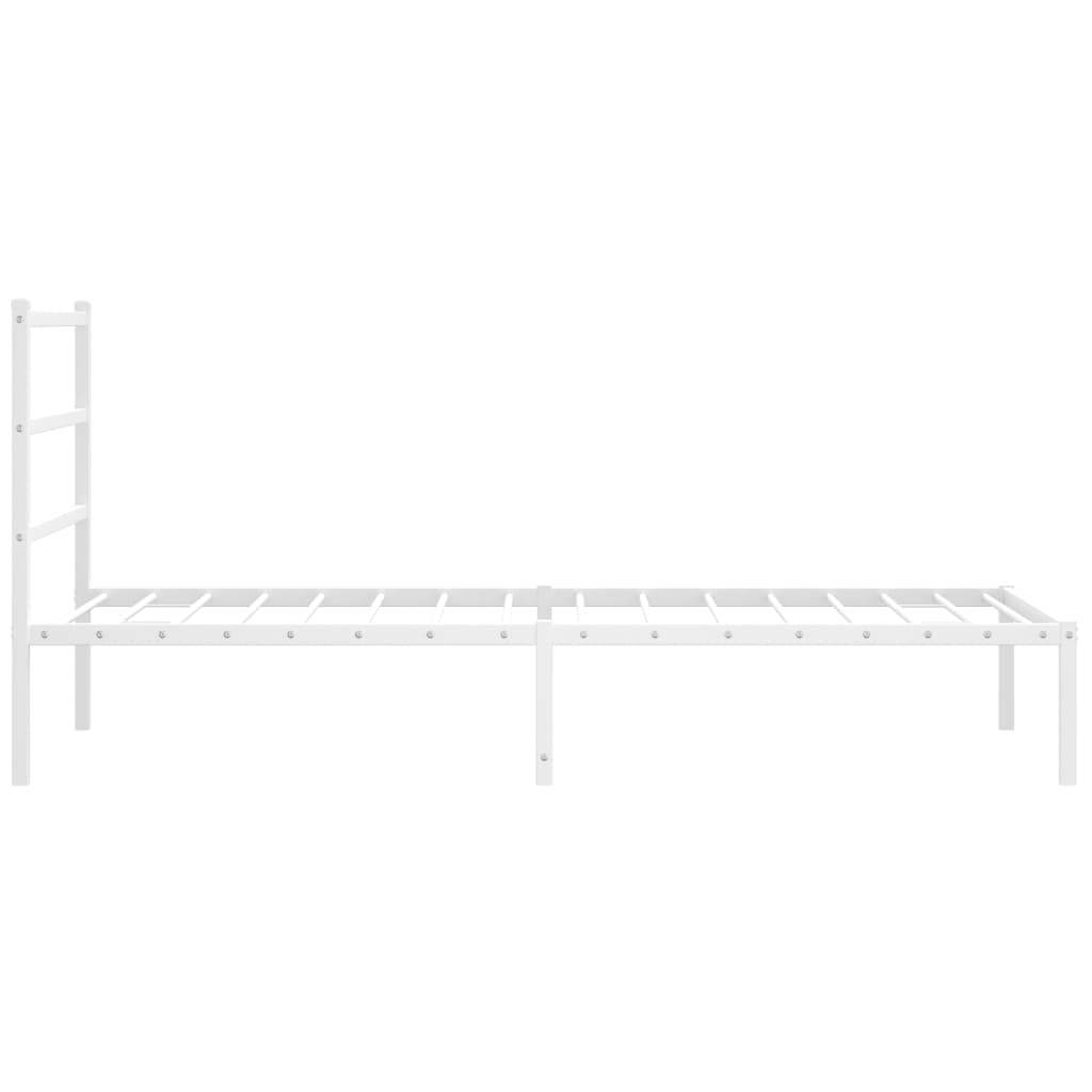 vidaXL Metal Bed Frame without Mattress with Headboard White 100x200 cm