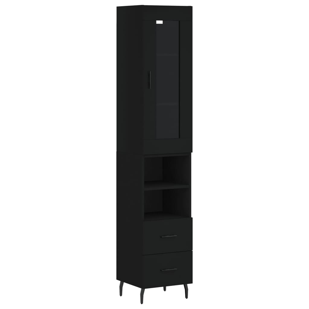 vidaXL Highboard Black 34.5x34x180 cm Engineered Wood