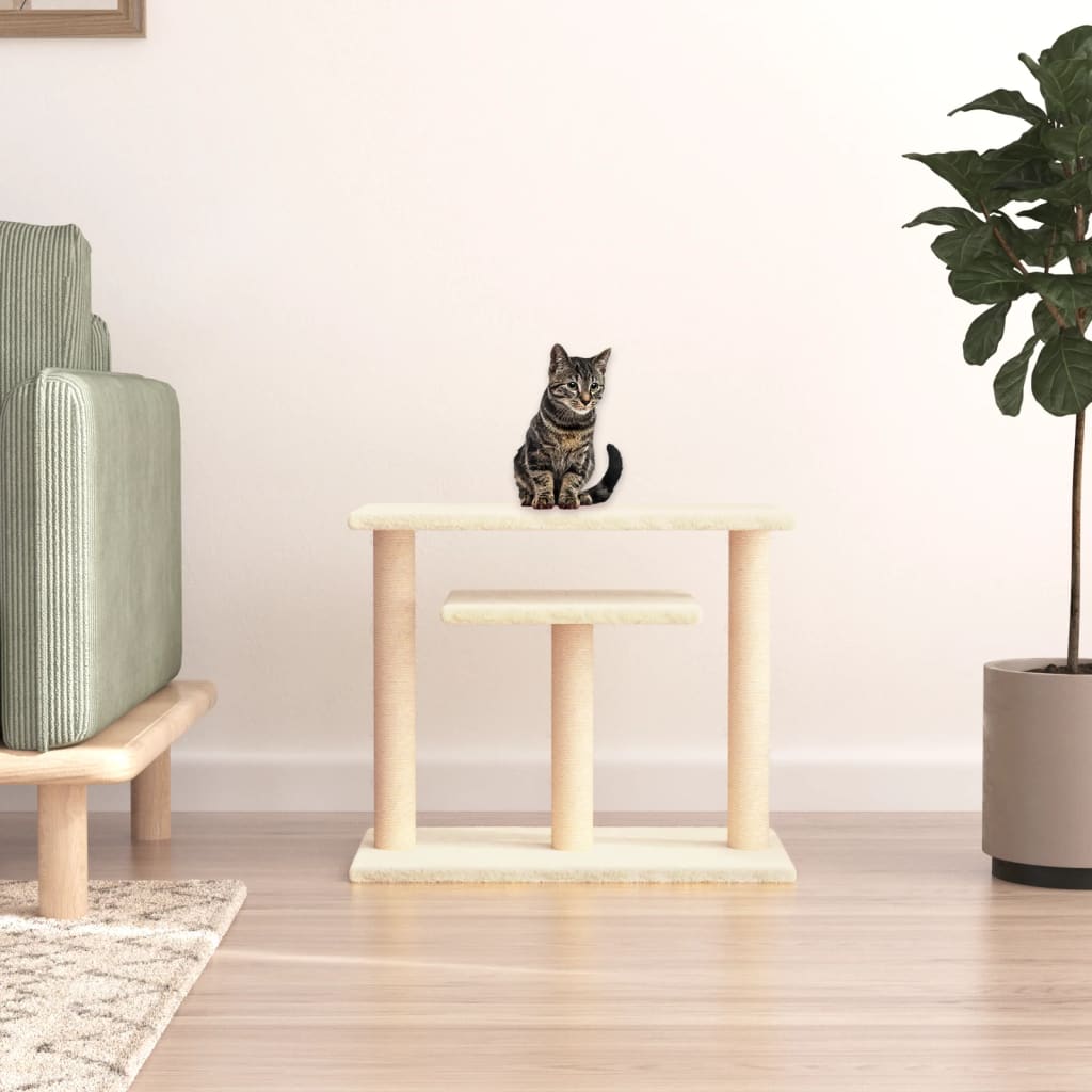 vidaXL Cat Scratching Posts with Platforms Cream 62.5 cm