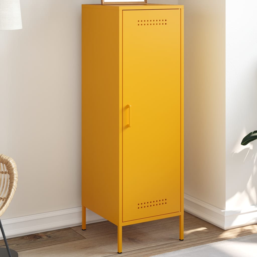 vidaXL Highboard Mustard Yellow 36x39x113 cm Steel