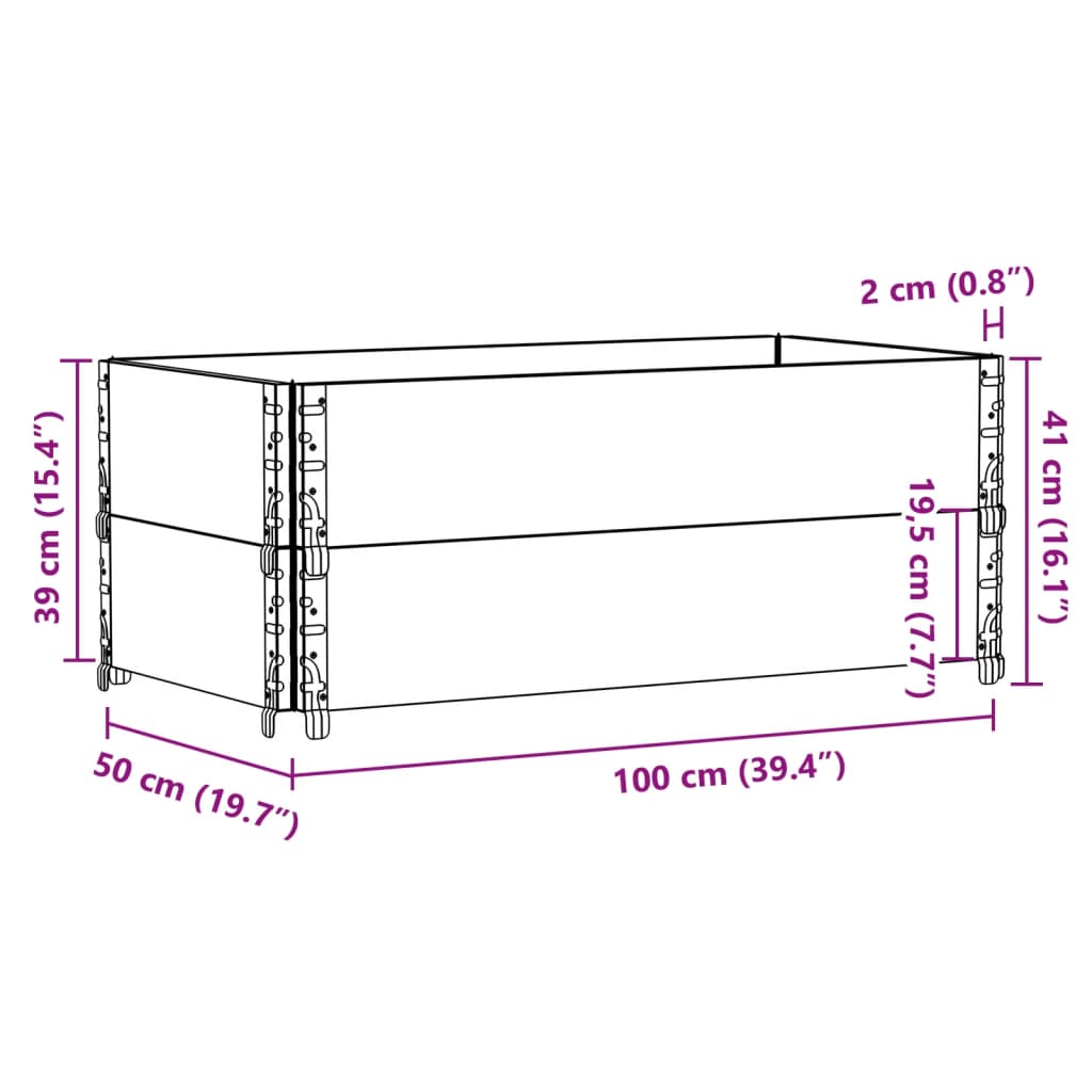 vidaXL Pallet Collars 2 pcs Grey 100x50 cm Solid Wood Pine