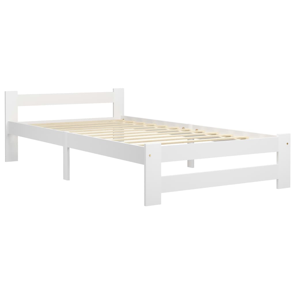 vidaXL Bed Frame without Mattress White Solid Pine Wood 100x200 cm