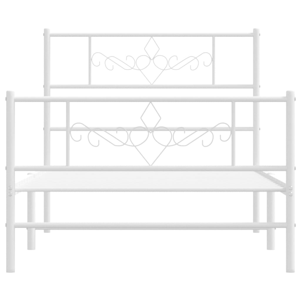 vidaXL Metal Bed Frame without Mattress with Footboard White 90x190 cm Single