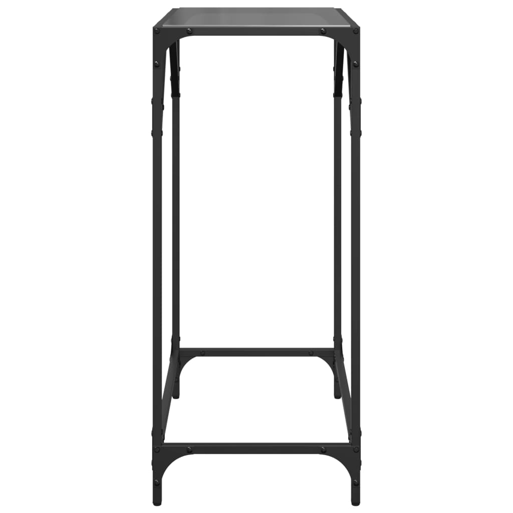 vidaXL Console Table with Black Glass Top 60x35x81 cm Steel