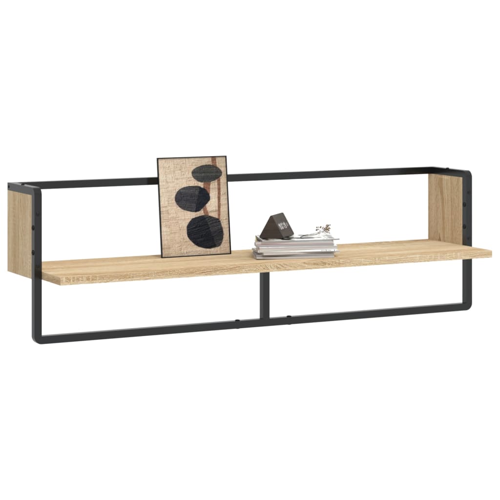 vidaXL Wall Shelf with Bar Sonoma Oak 100x25x30 cm