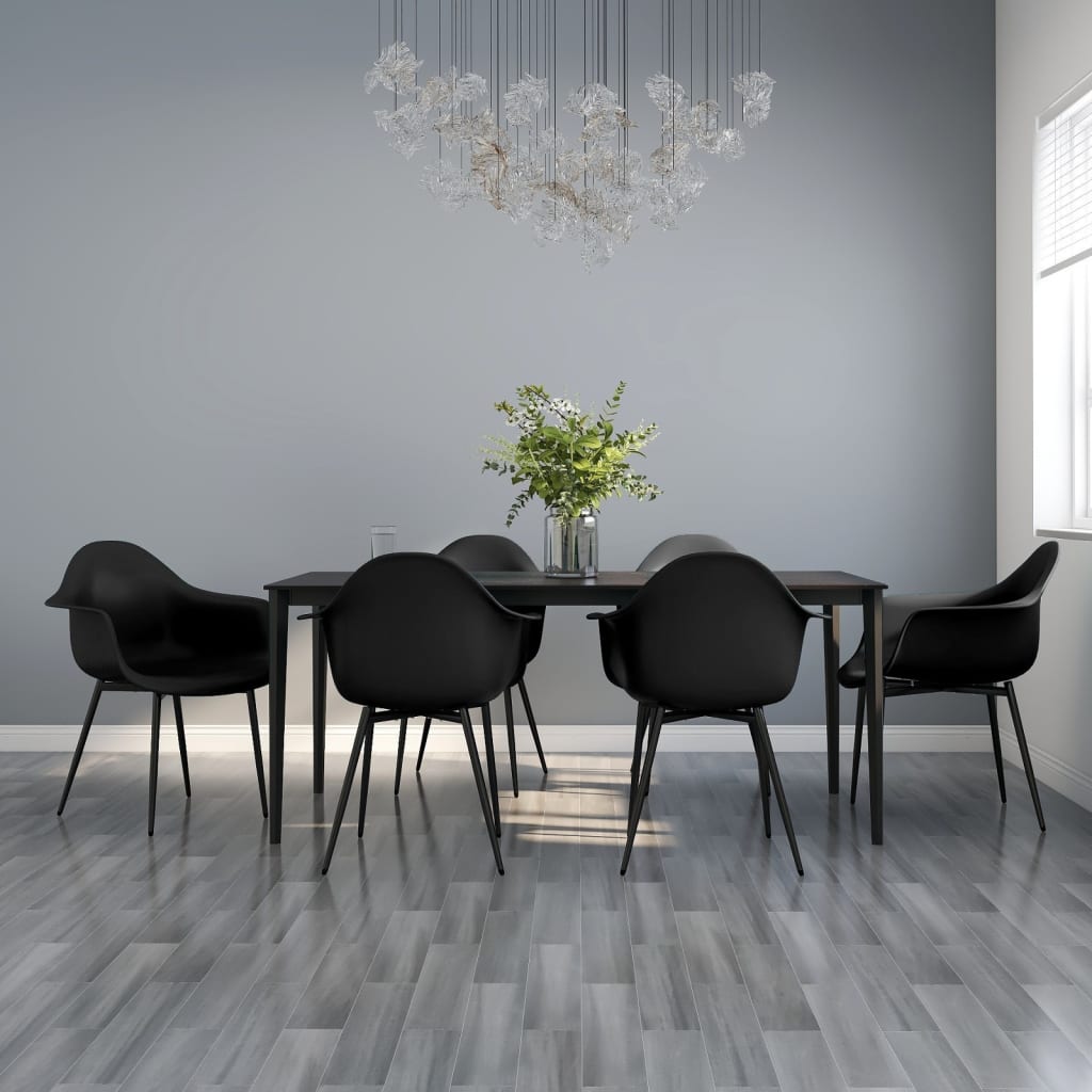 vidaXL Dining Chairs 6 pcs Black PP