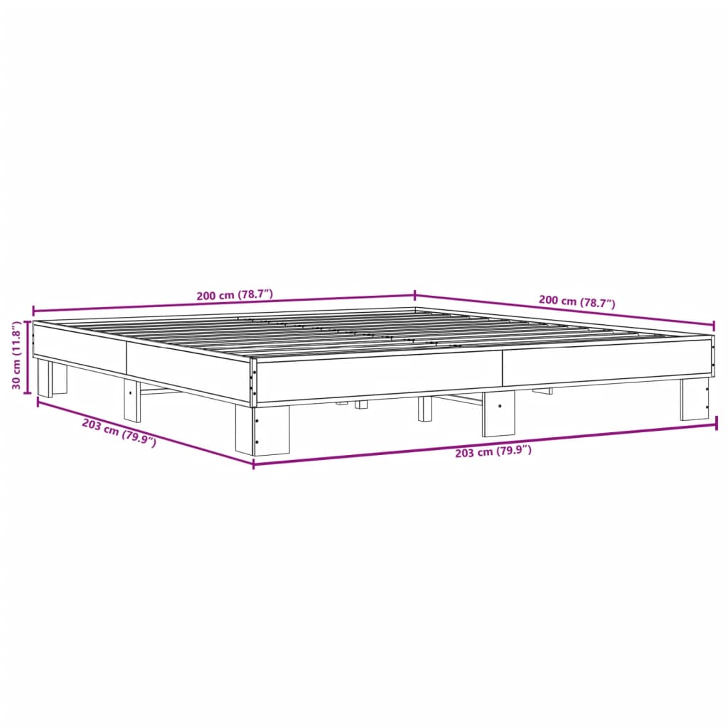 vidaXL Bed Frame without Mattress Smoked Oak 200x200 cm