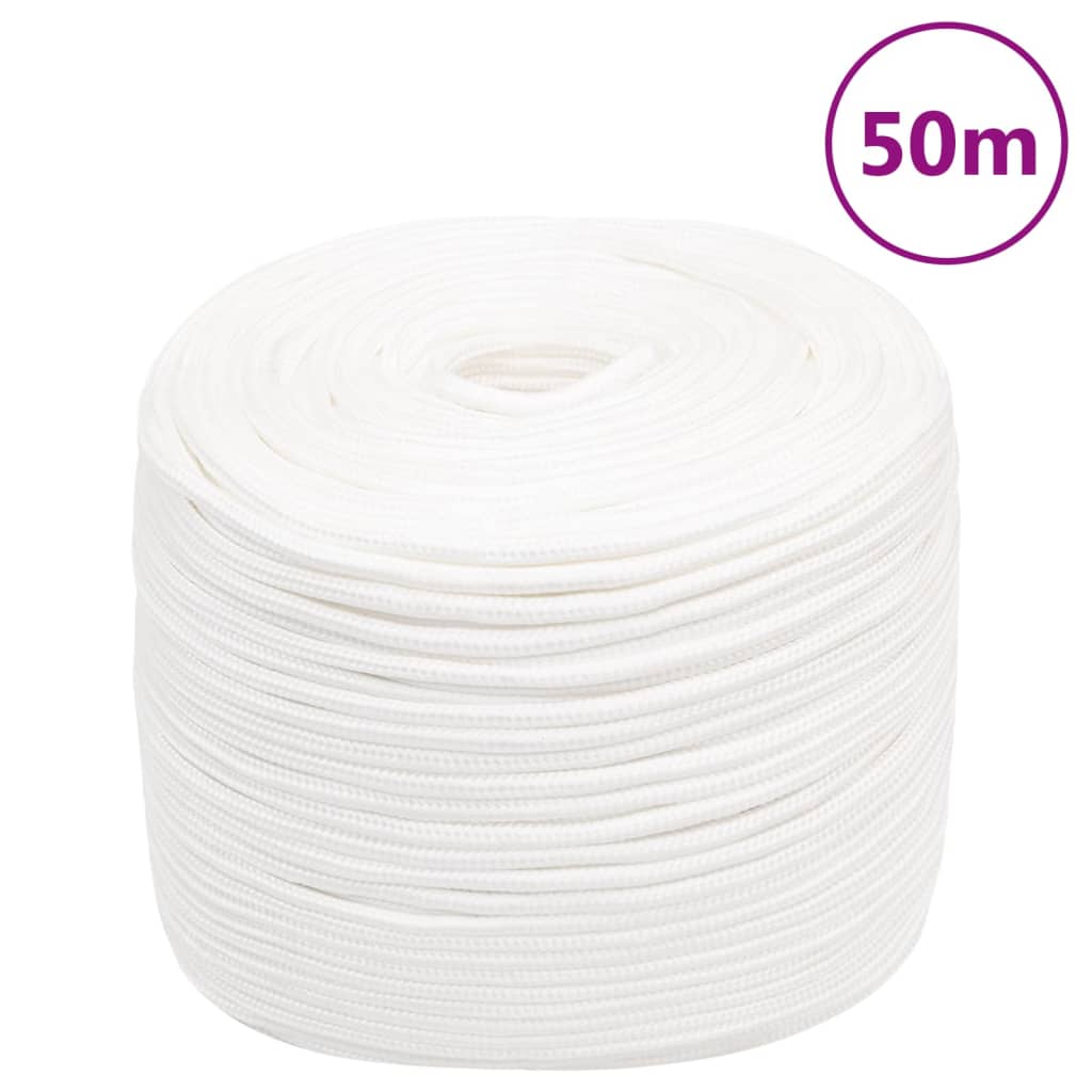 vidaXL Boat Rope Full White 10 mm 50 m Polypropylene