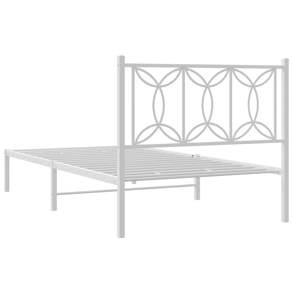 vidaXL Metal Bed Frame without Mattress with Headboard White 100x200 cm