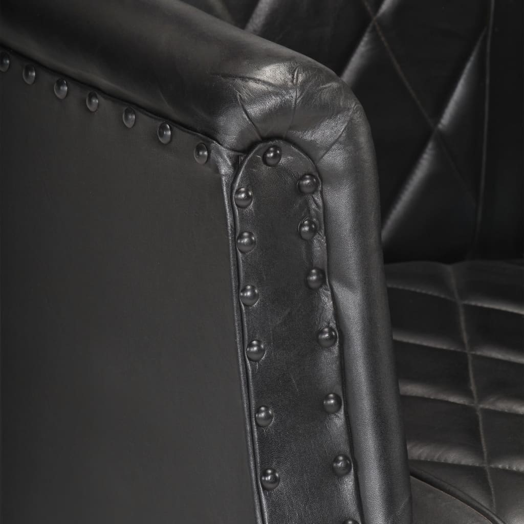 vidaXL Tub Chair Black Real Goat Leather