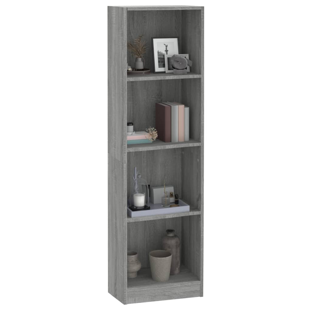 vidaXL 4-Tier Book Cabinet Grey Sonoma 40x24x143 cm Engineered Wood