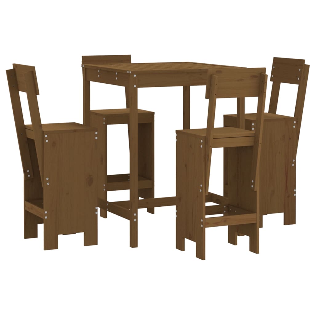 vidaXL 5 Piece Garden Bar Set Honey Brown Solid Wood Pine