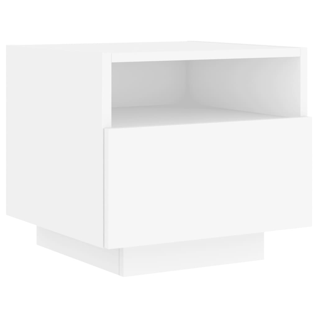 vidaXL Bedside Cabinet with LED Lights White 40x39x37 cm