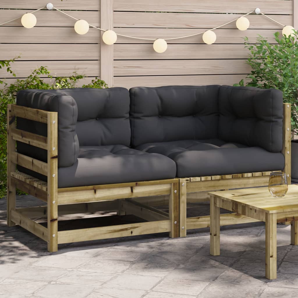 vidaXL Garden Sofas Corner with Cushions 2 pcs Impregnated Wood Pine