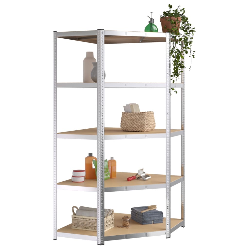 vidaXL 5-Layer Shelves 4 pcs Silver Steel&Engineered Wood