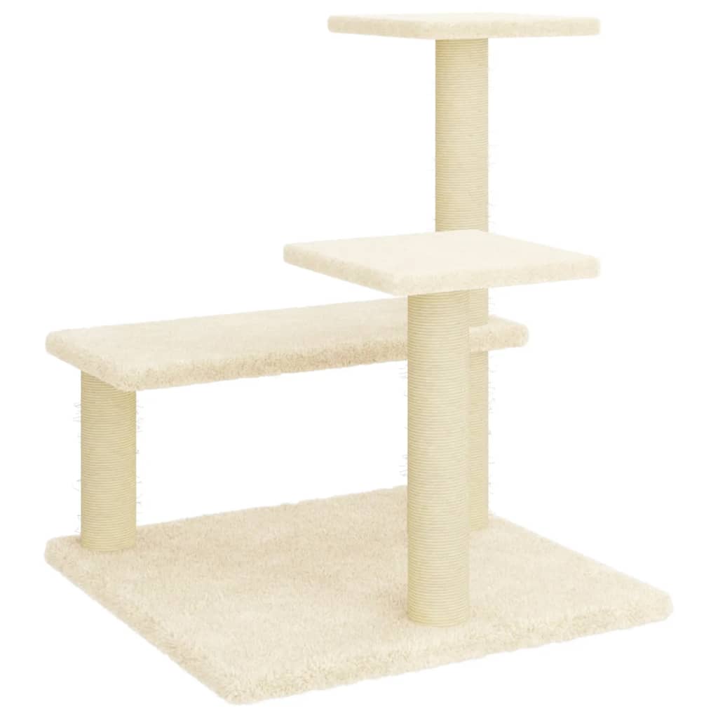 vidaXL Cat Tree with Sisal Scratching Posts Cream 61 cm