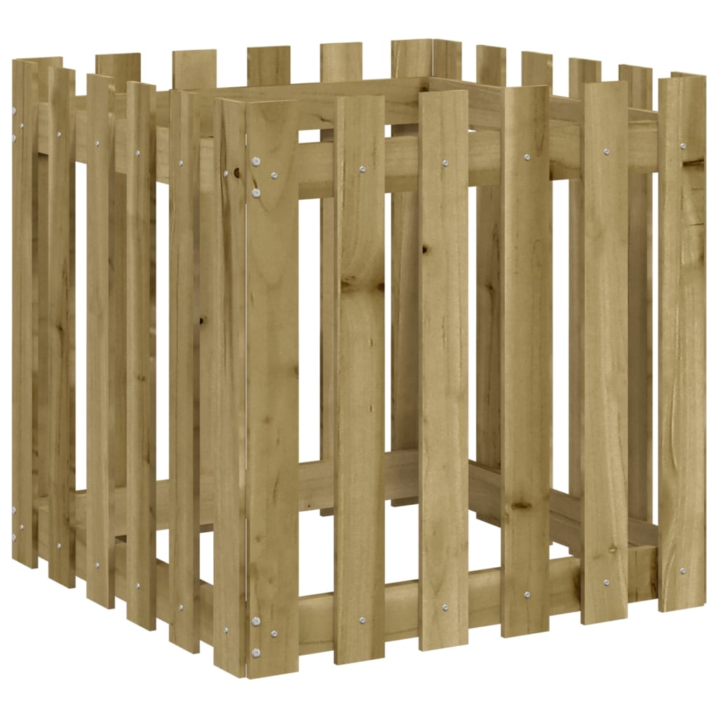 vidaXL Garden Planter with Fence Design 60x60x60 cm Impregnated Wood Pine